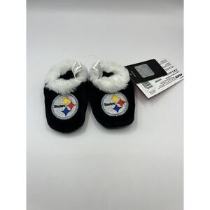 NEW Baby Slippers Booties Size 3/6 Months Pittsburgh Steelers Black Shoes Socks